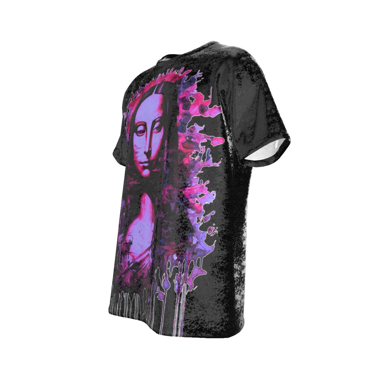 Mona Lisa Velvet T-Shirt (black and purple, front-left view)