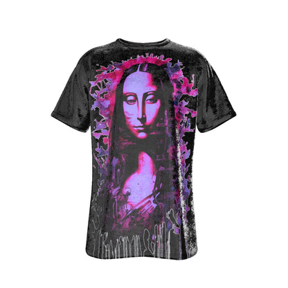 Mona Lisa Velvet T-Shirt (black and purple, front view)