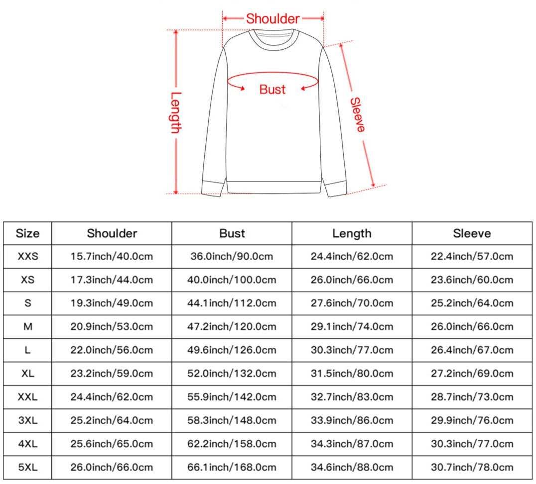 Size Chart - Lightweight Sweater