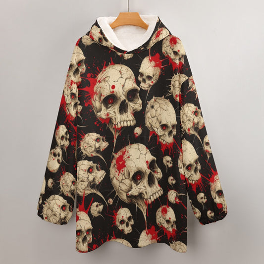 Oversized Fleece-lined Hoodie | Bloody Skulltacular